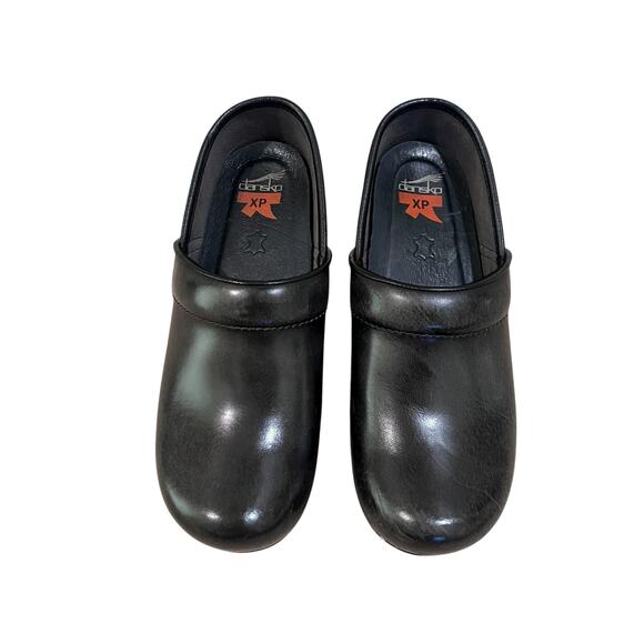 Dansko Shoes Womens Size 37 Black XP Leather Clogs Slip On Professional Work - Picture 2 of 11